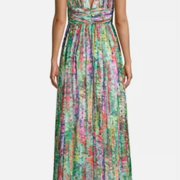 Aidan mpMattox Printed Ruched-Waist Gown dress - Picture 3 of 5